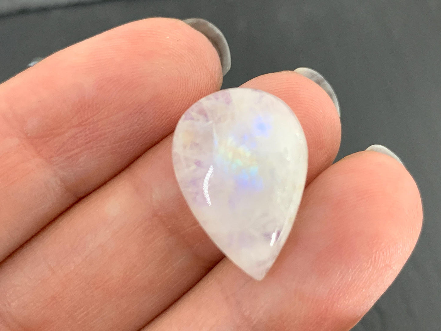 Rainbow Moonstone 20x14x7mm cabochon