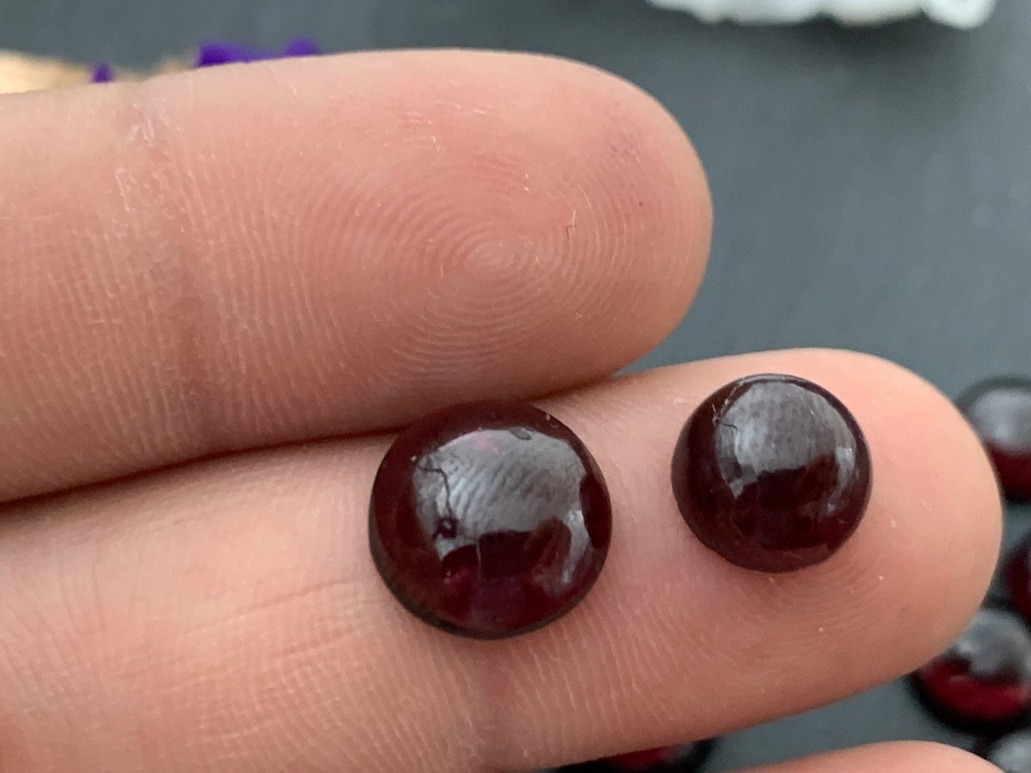 Red Garnet Round 10mm & 8mm cabochon