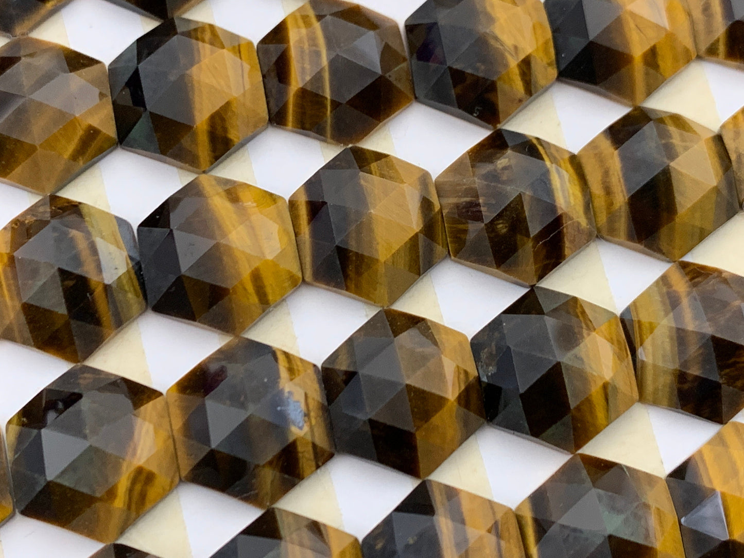 Faceted Tiger Eye hexagon 12x12mm cabochon - Calibrated cabochons
