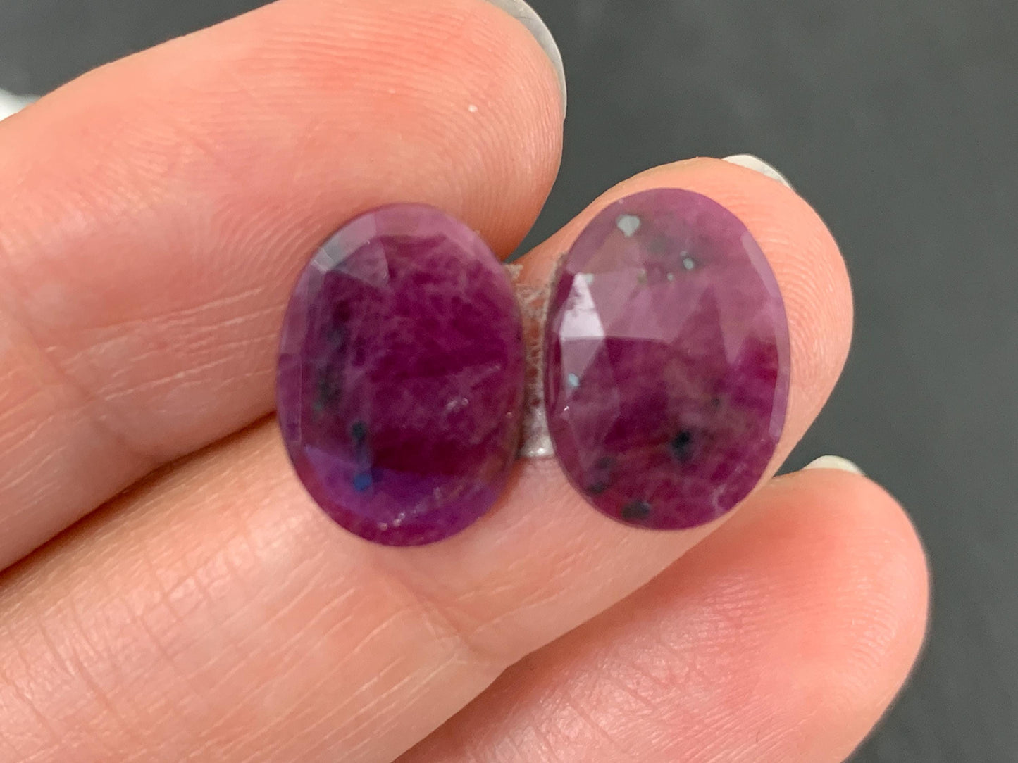 Faceted Ruby pair 10x13x3mm cabochon