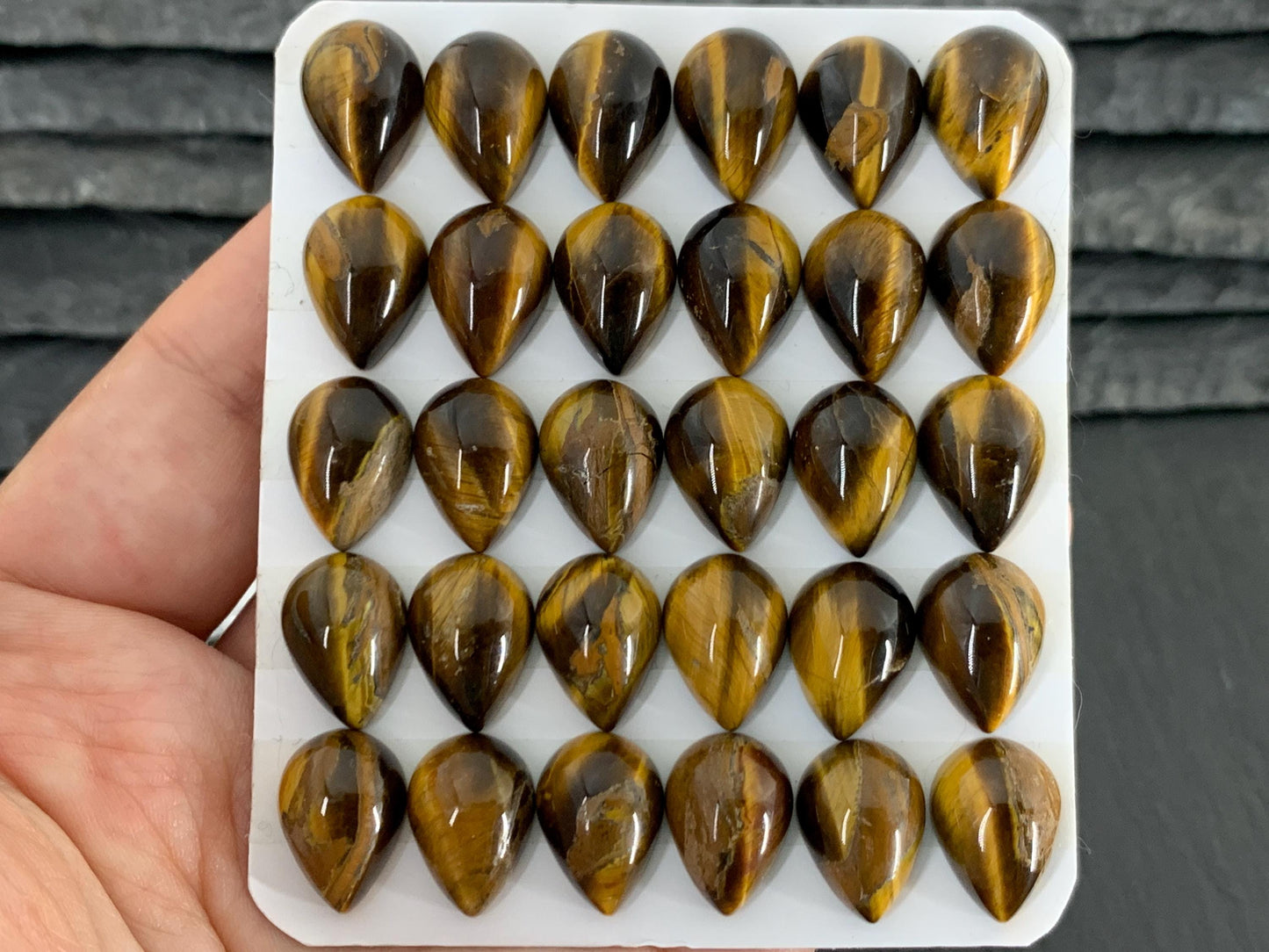 Tiger Eye pear 10x14mm Cabochon - Calibrated cabochons