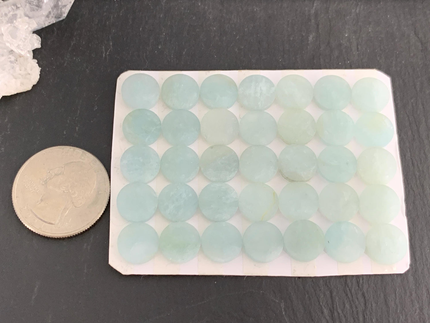 Flat Aquamarine round 10mm cabochon