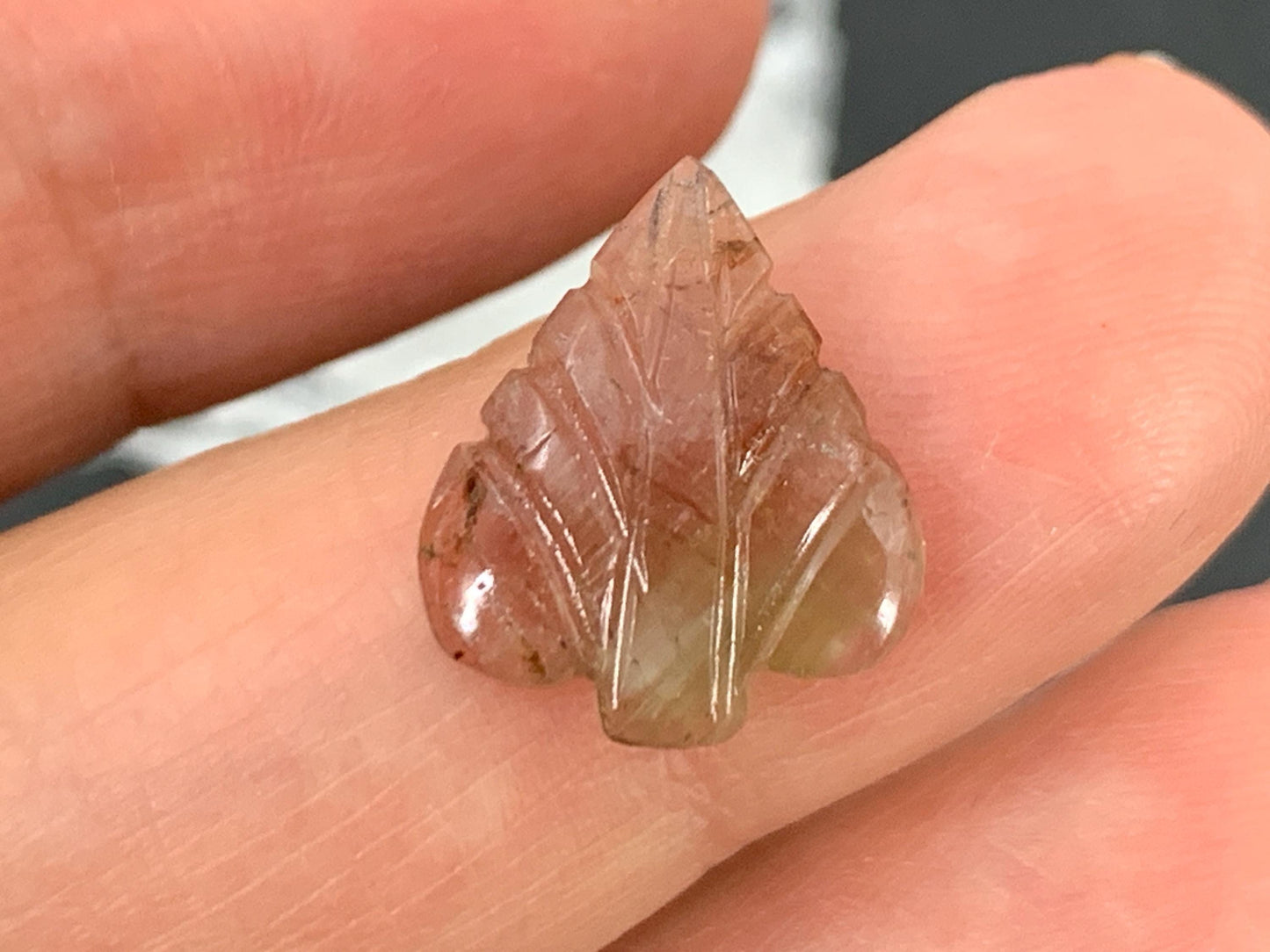 Carved Tourmaline 12x14x2mm cabochon