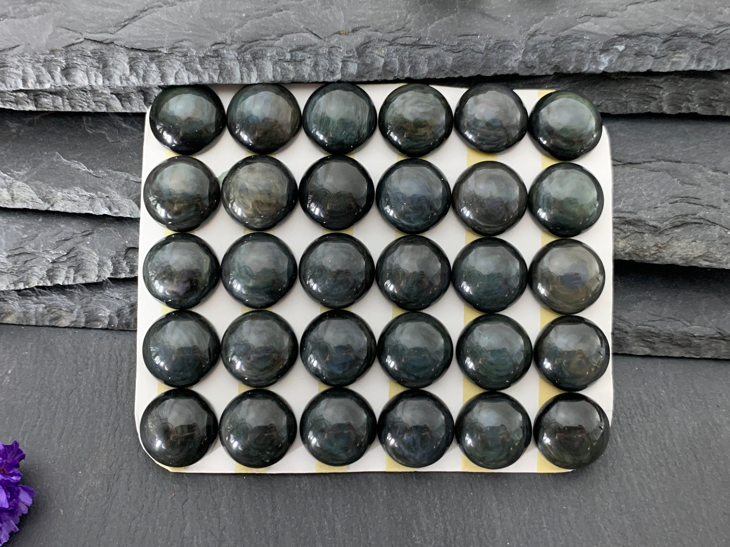 Rainbow Obsidian round 15mm cabochon - Calibrated cabochons