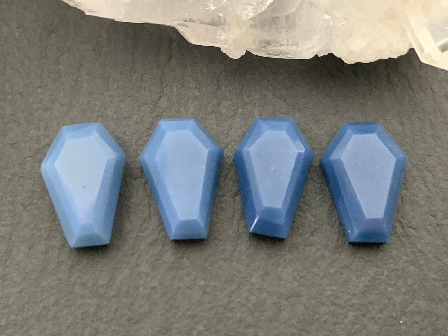 Blue Opal Coffin 7x10mm cabochon - Earrings size coffin