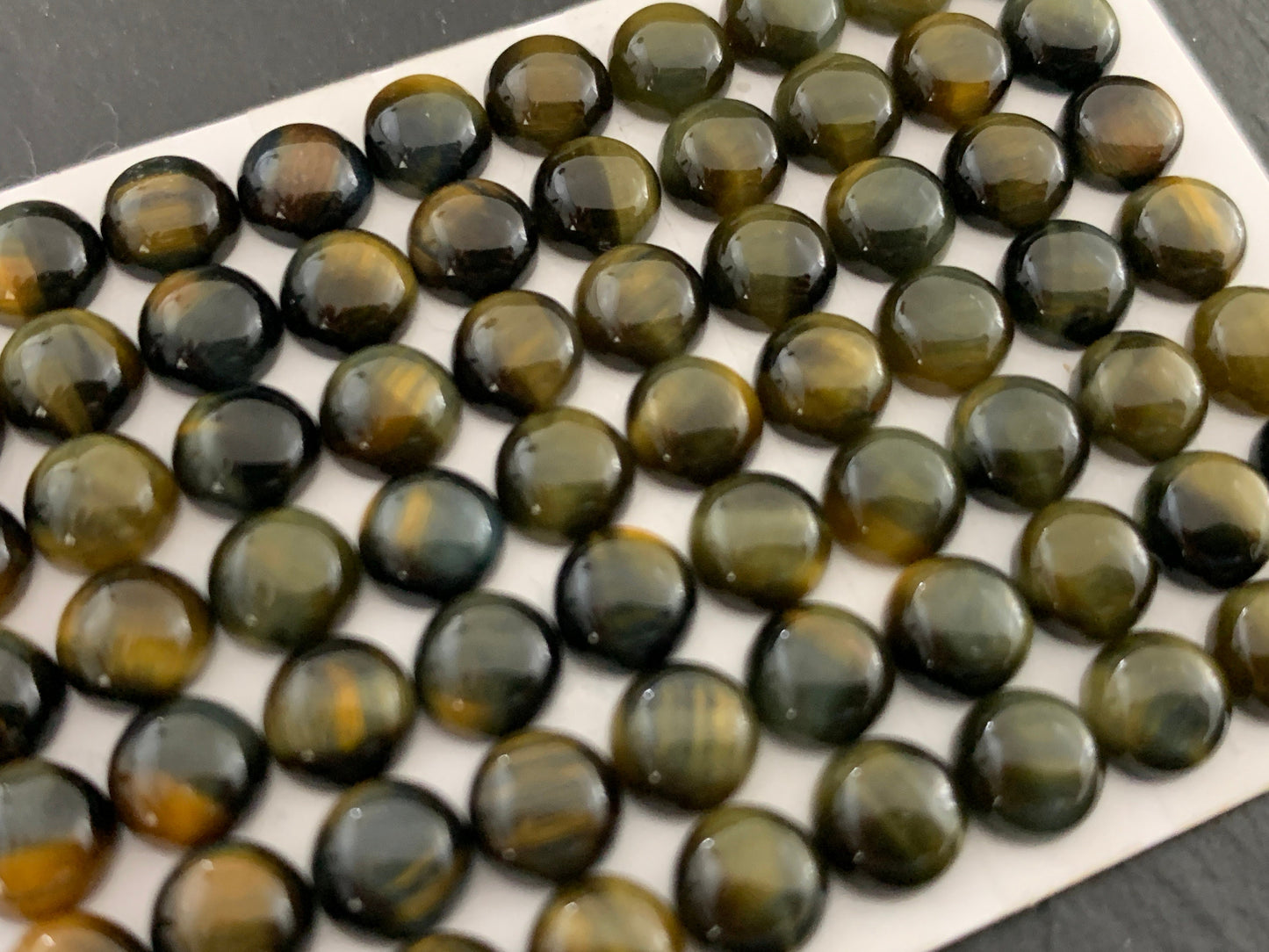 Yellow Blue Tiger Eye round 6mm cabochon - Calibrated cabochons