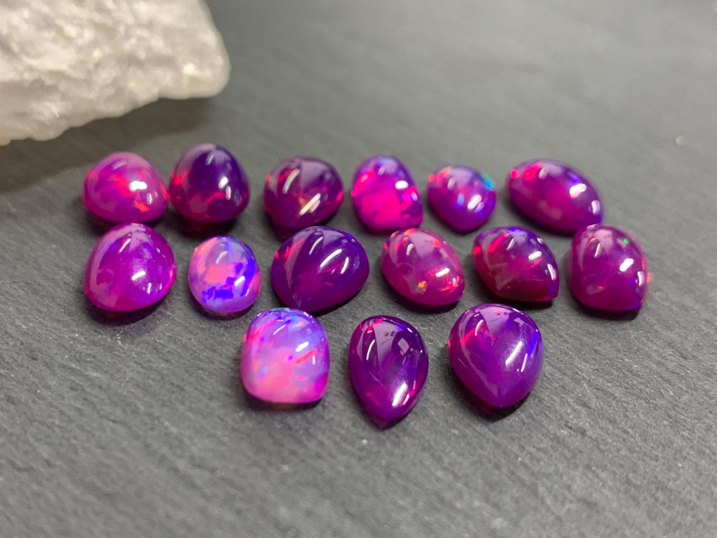 Ethiopian Opal oval, pear, rectangle 10-13mm long cabochon - Natural Opal smoked to purple color
