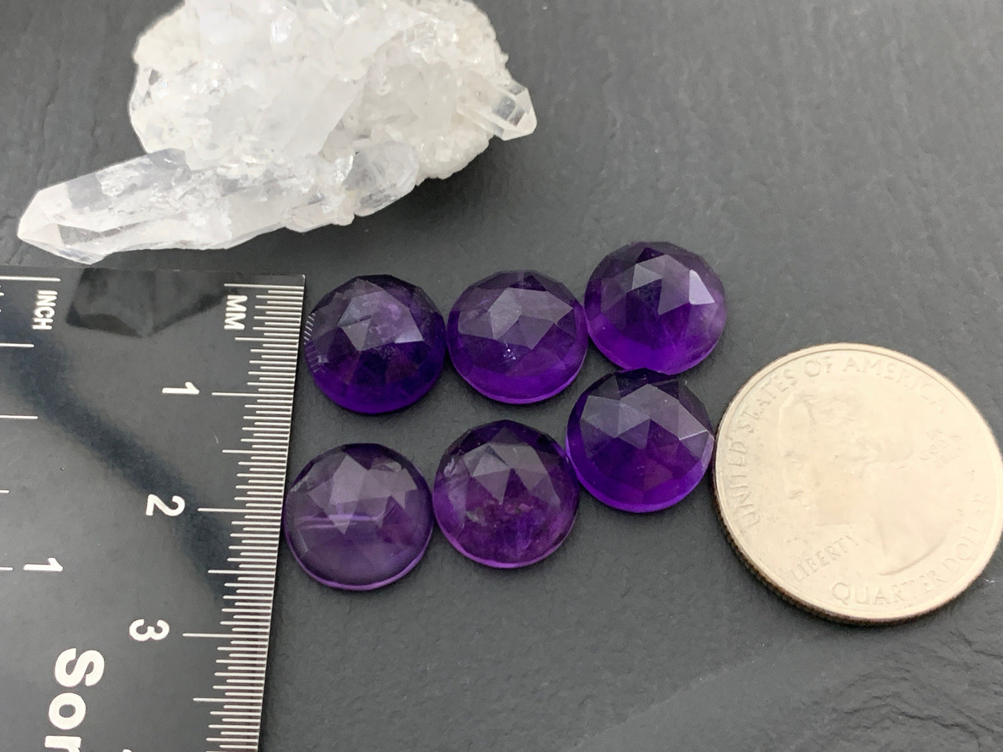 Faceted Amethyst round 12mm Cabochon