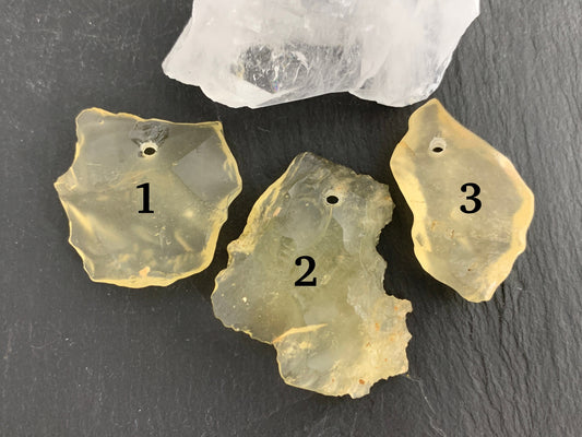 Drilled Libyan Desert Glass 31-41mm long