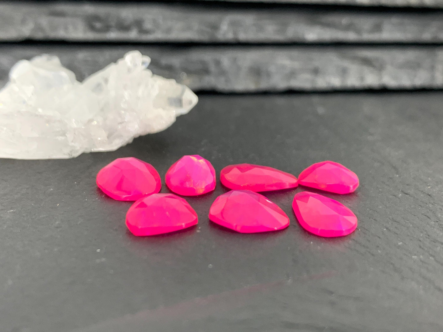 Faceted Ethiopian Pink Opal 10-13mm long cabochon