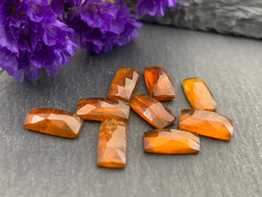 Faceted Orange Kyanite rectangle 5x10mm cabochon