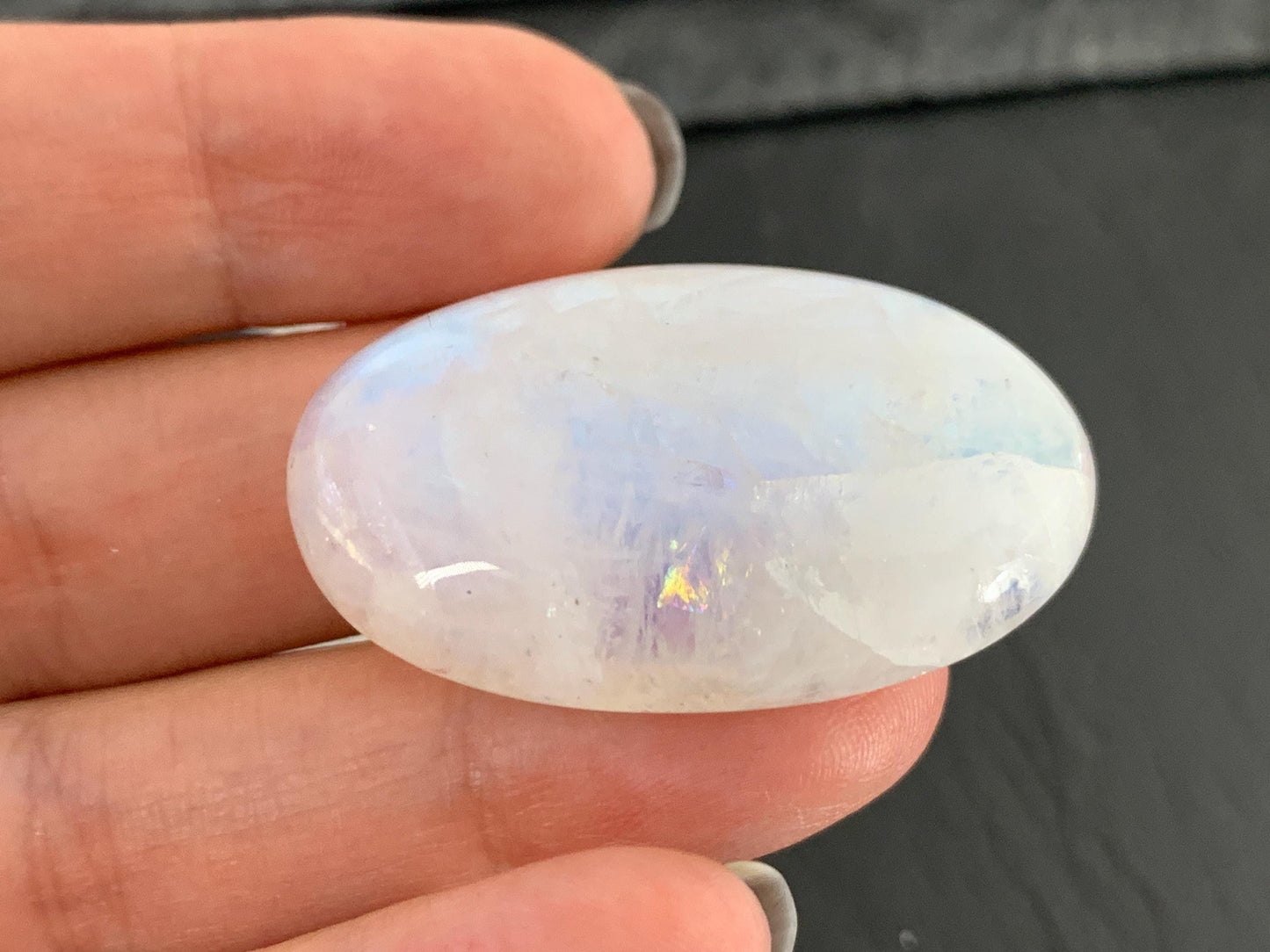 Rainbow Moonstone 39x23x10mm cabochon