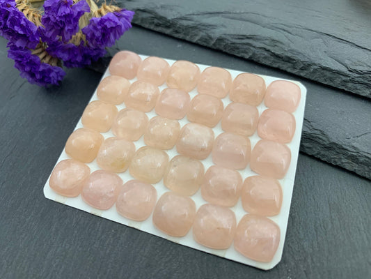 Morganite square cushion 12mm cabochon - Calibrated cabochons