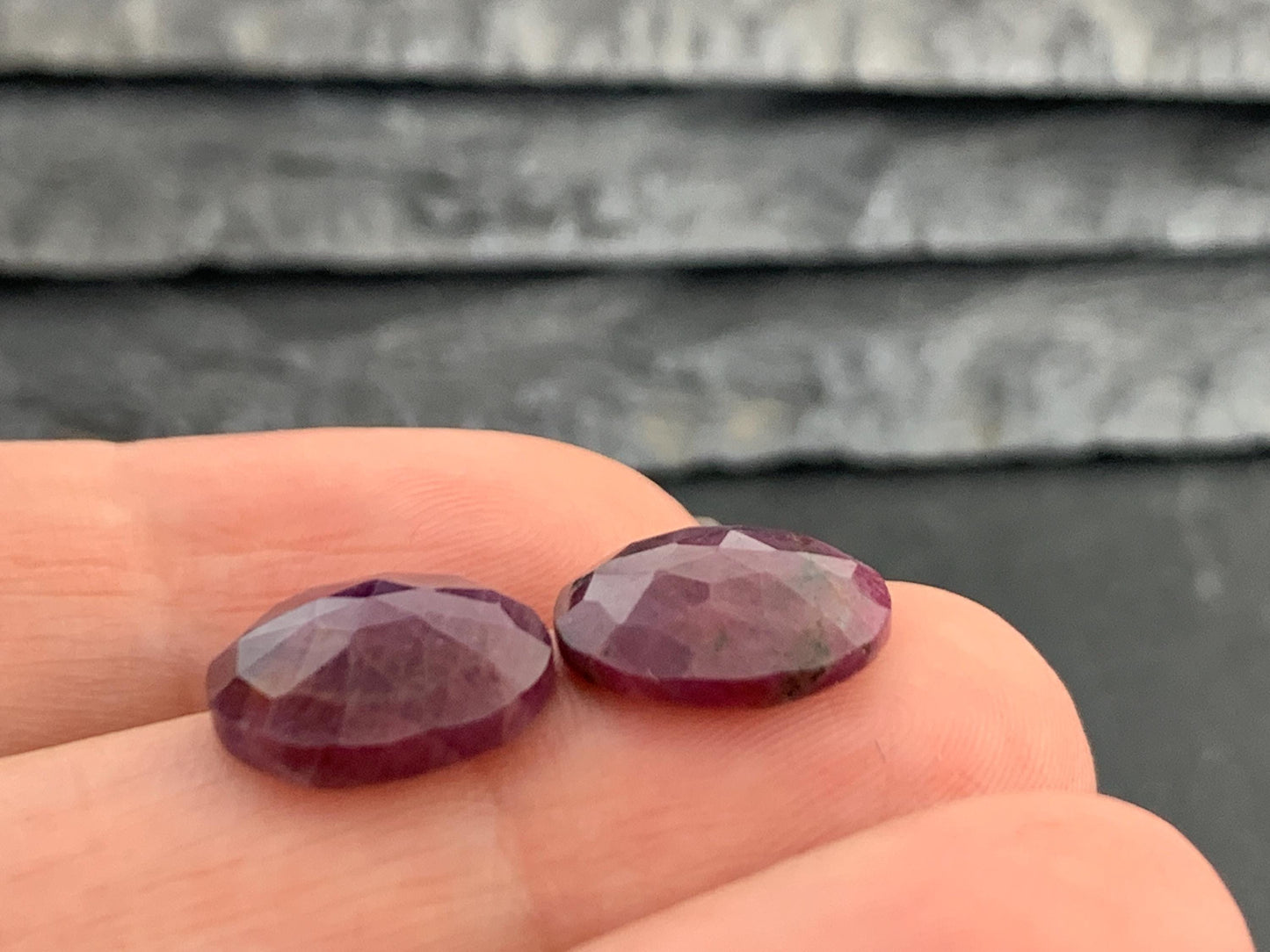 Faceted Ruby pair 12mm cabochon