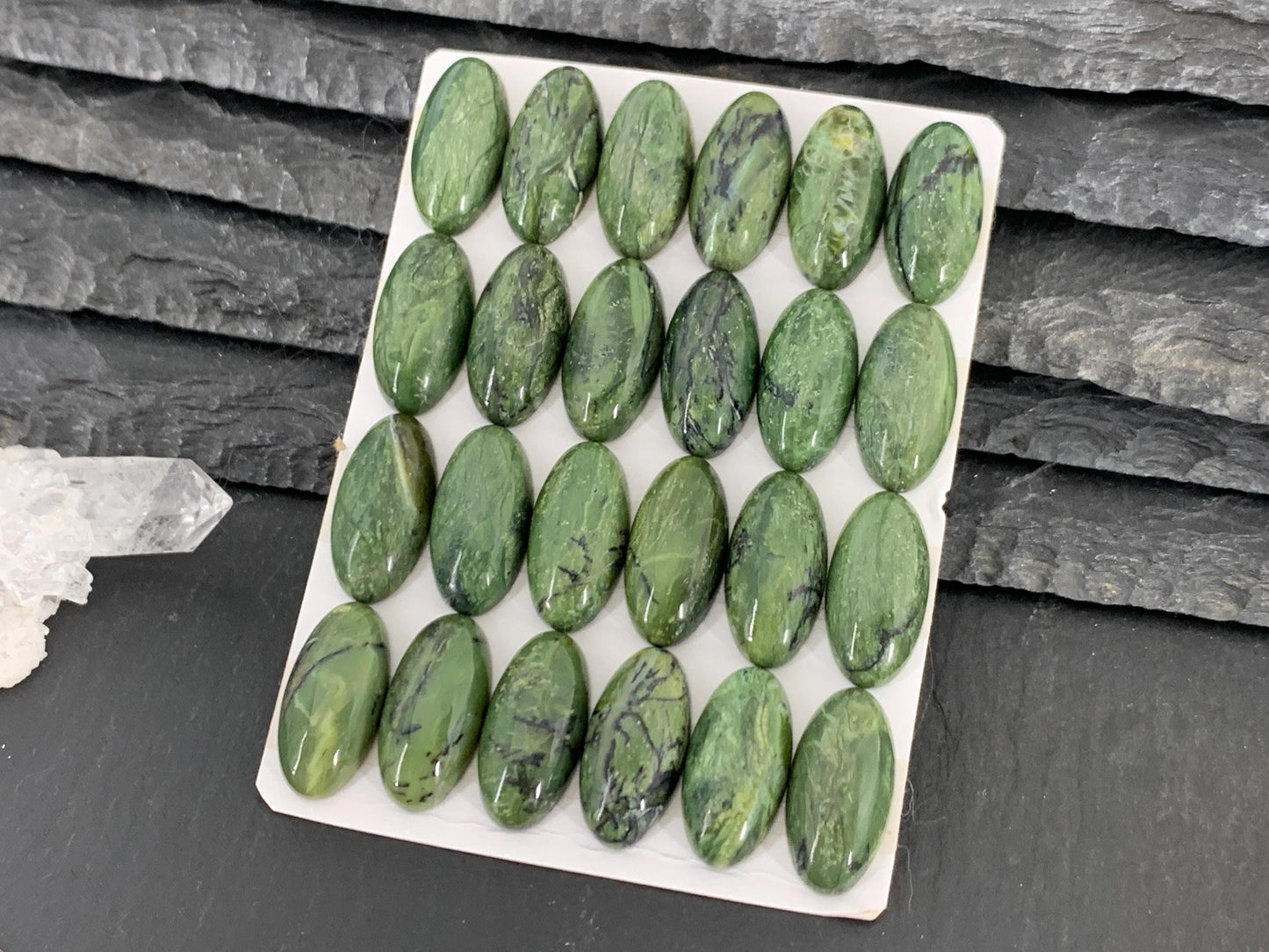 Green Opal oval 9x18mm Cabochon - Calibrated cabochons