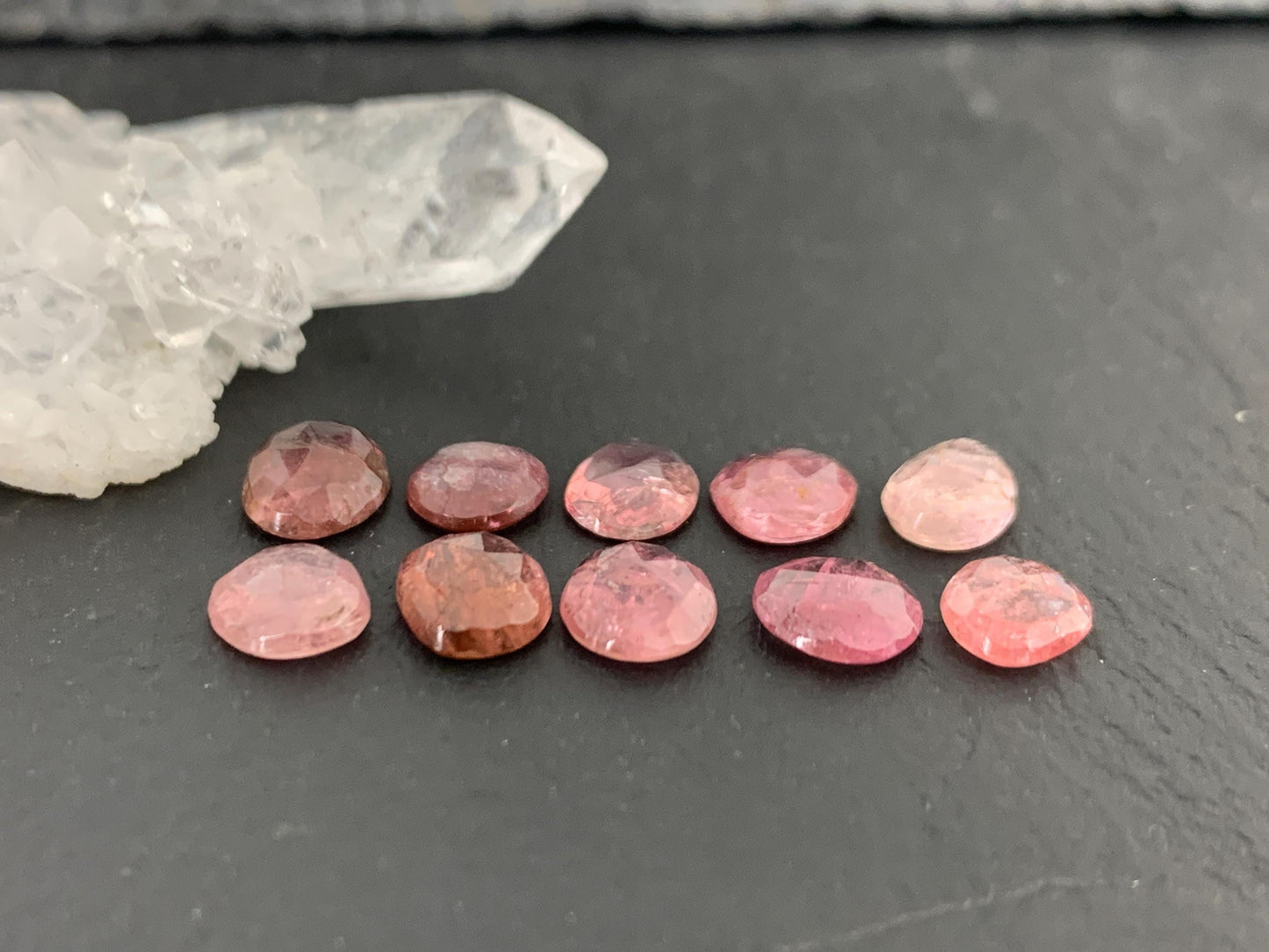 Faceted Tourmaline oval 6-8mm long cabochon