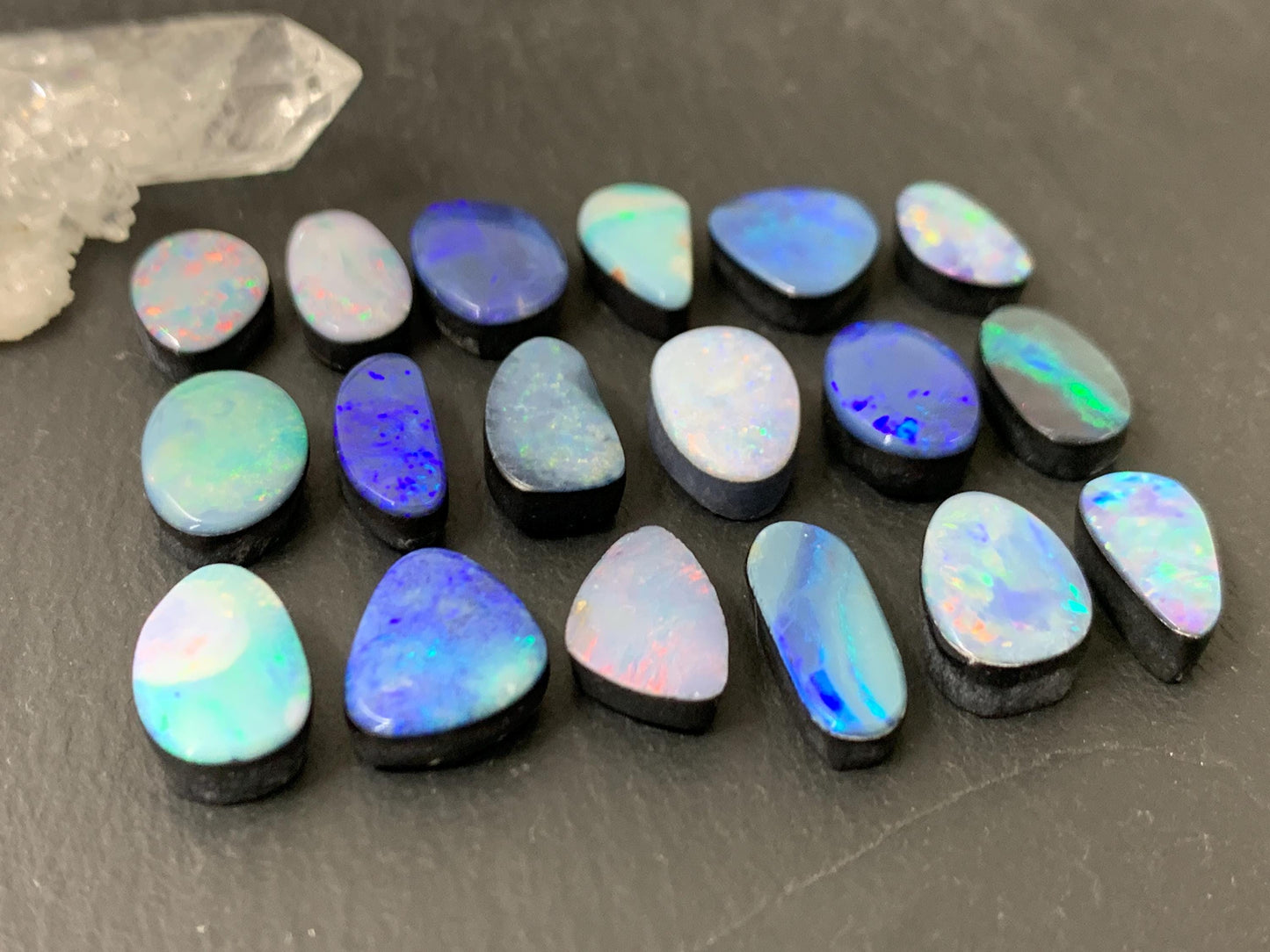 Australian Opal doublet 13-17mm long cabochon