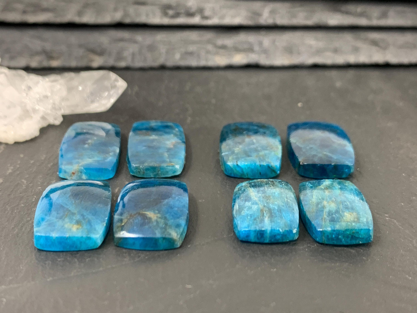 Apatite rectangle 19-23mm long cabochon - Buy by pair
