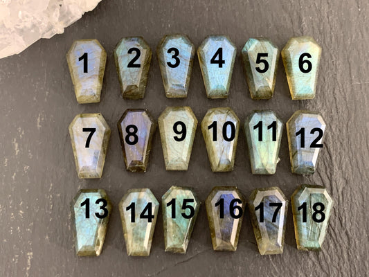 Natural Labradorite Coffin Cabochon: 10x16mm Gemstone
