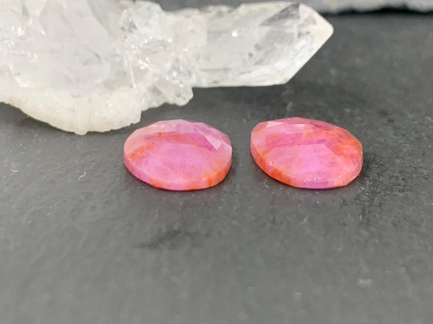 Faceted Ruby pair 10x15x3mm cabochon