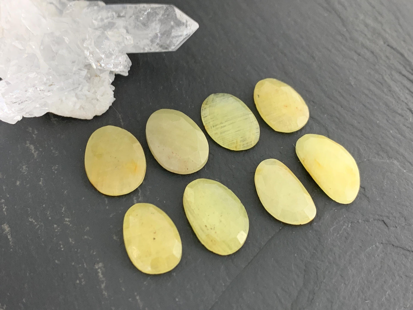 Faceted Yellow Sapphire 11x15x2.5mm cabochon