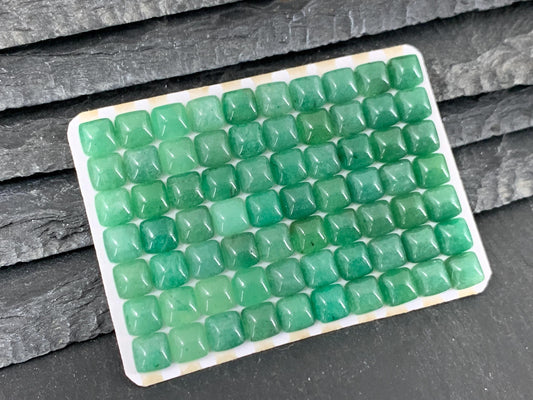 Green Aventurine Cabochon - Natural 6mm Square Cushion Gemstone for Jewelry Making