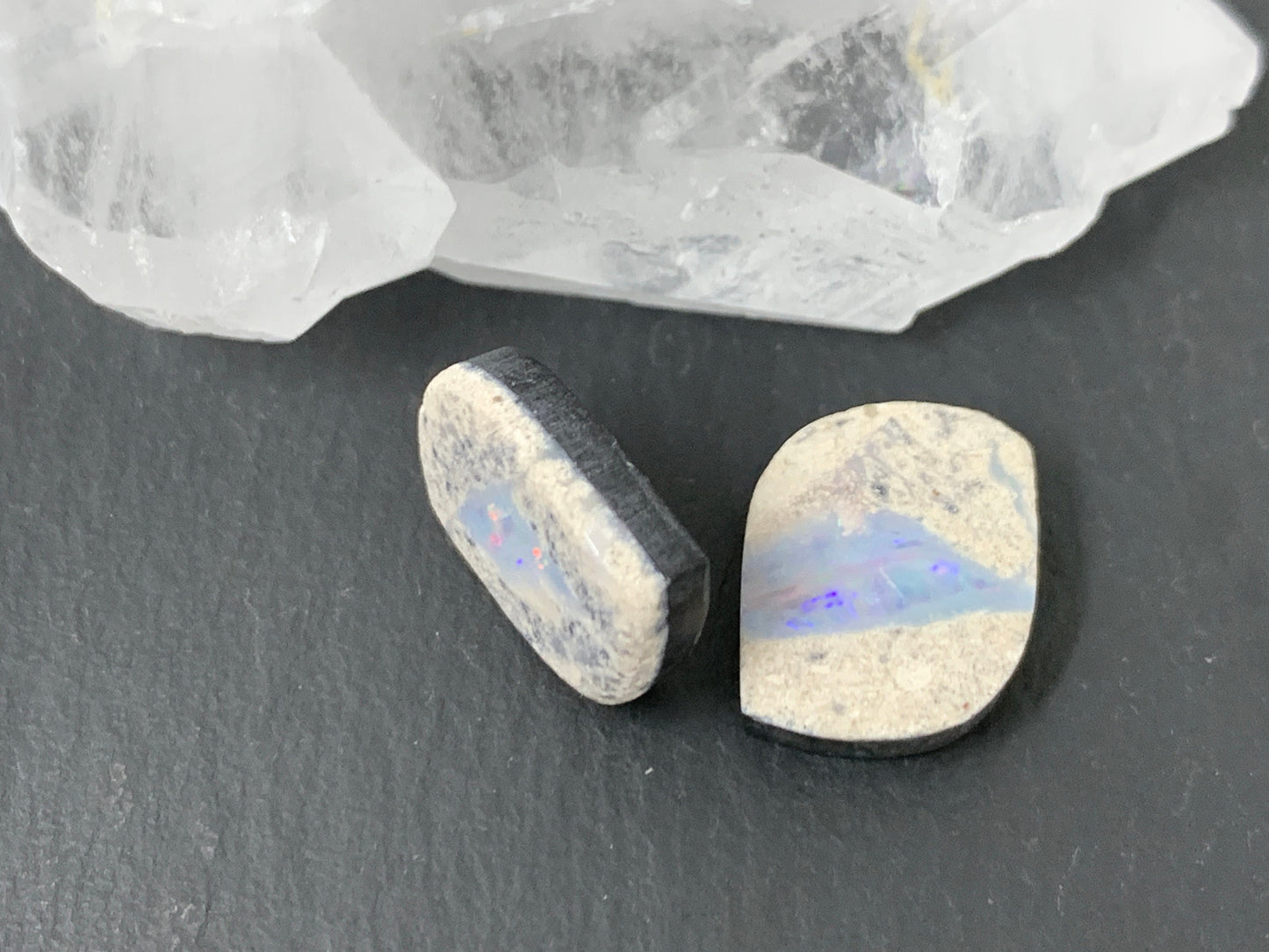 Australian Opal doublet 14x17x3.5mm pair of cabochons