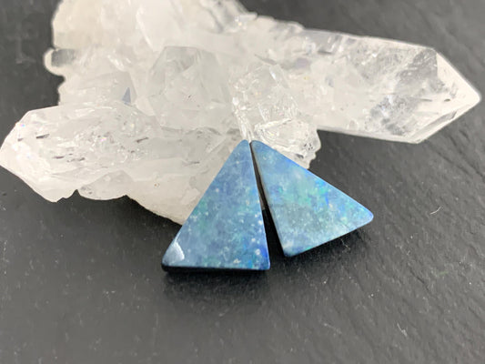 Australian Opal doublet 9x12x3.5mm pair of cabochons - triangle