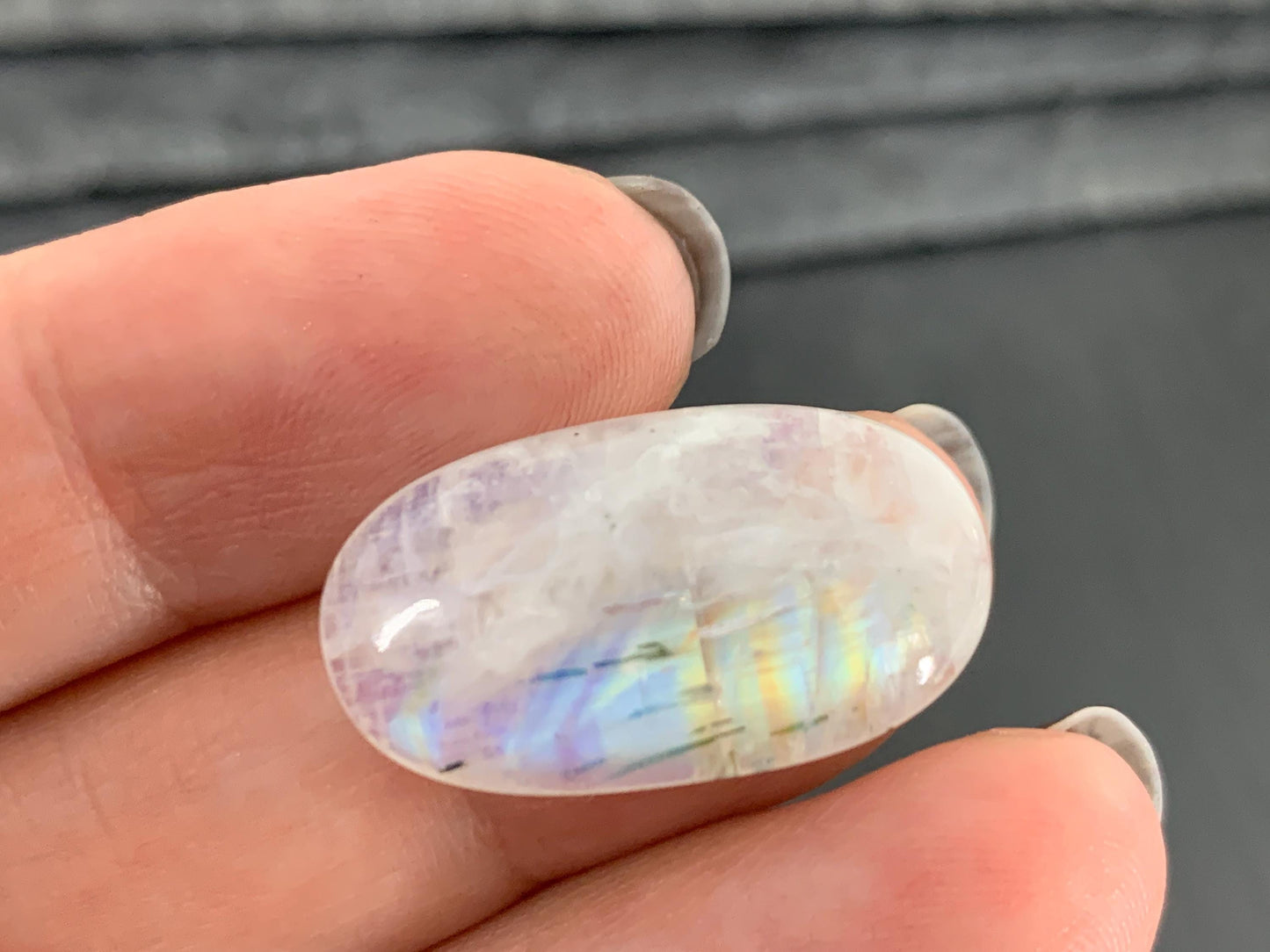 Rainbow Moonstone 25x14x6mm cabochon