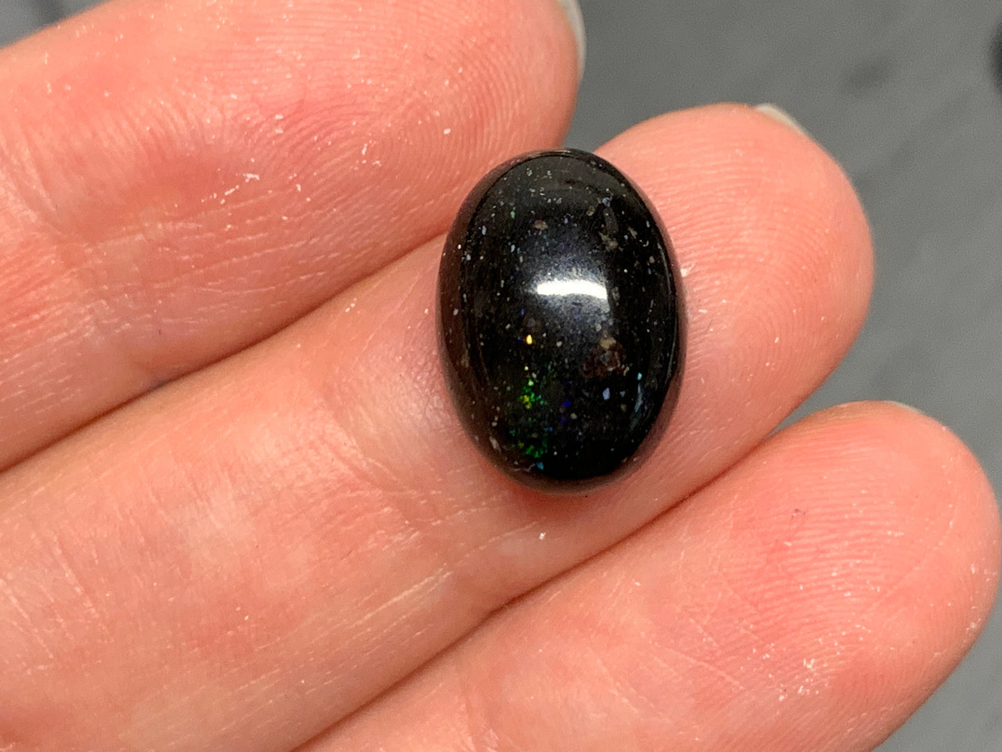 Black Andamooka Opal oval 10x14mm cabochon - Matrix Australian Opal