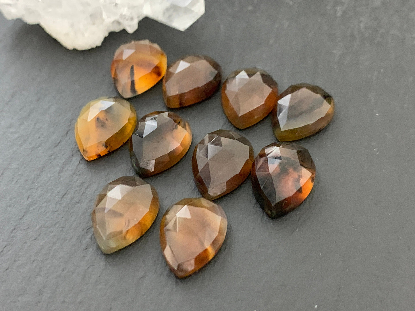 Faceted Montana Agate pear 10x14mm cabochon