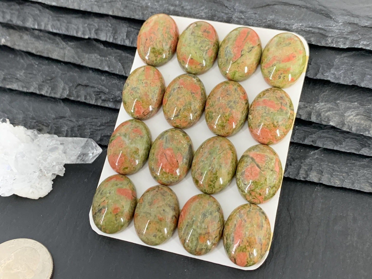 Unakite oval 15x20mm cabochon - Calibrated cabochons