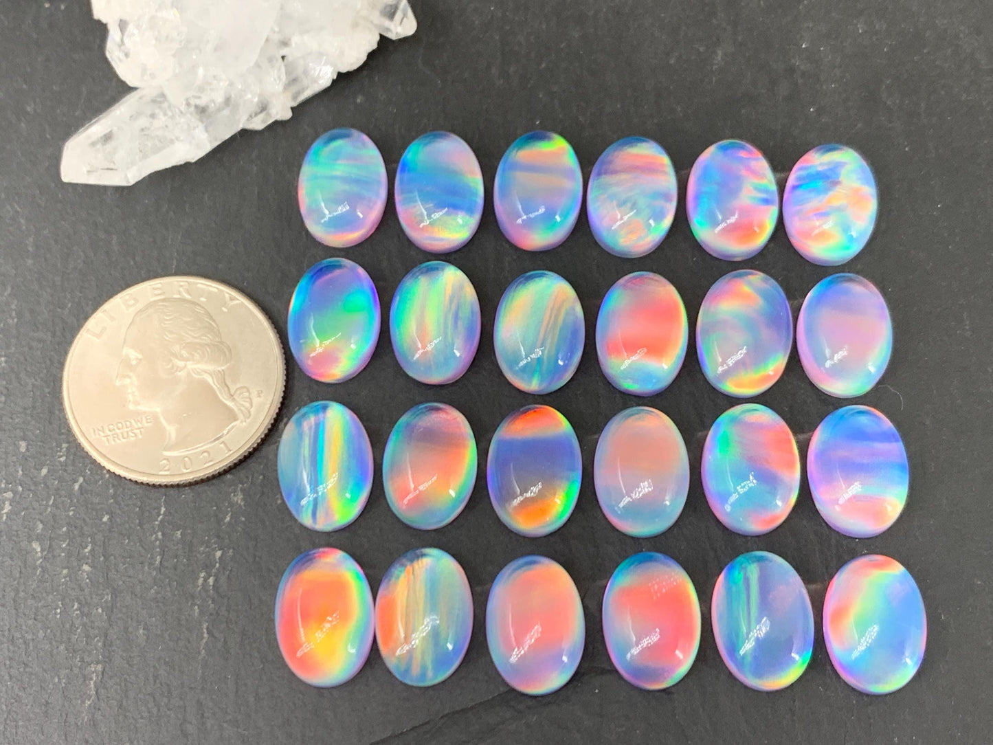 Aurora Opal Oval 10x14mm Doublet Cabochon – Colorful Natural Gemstone