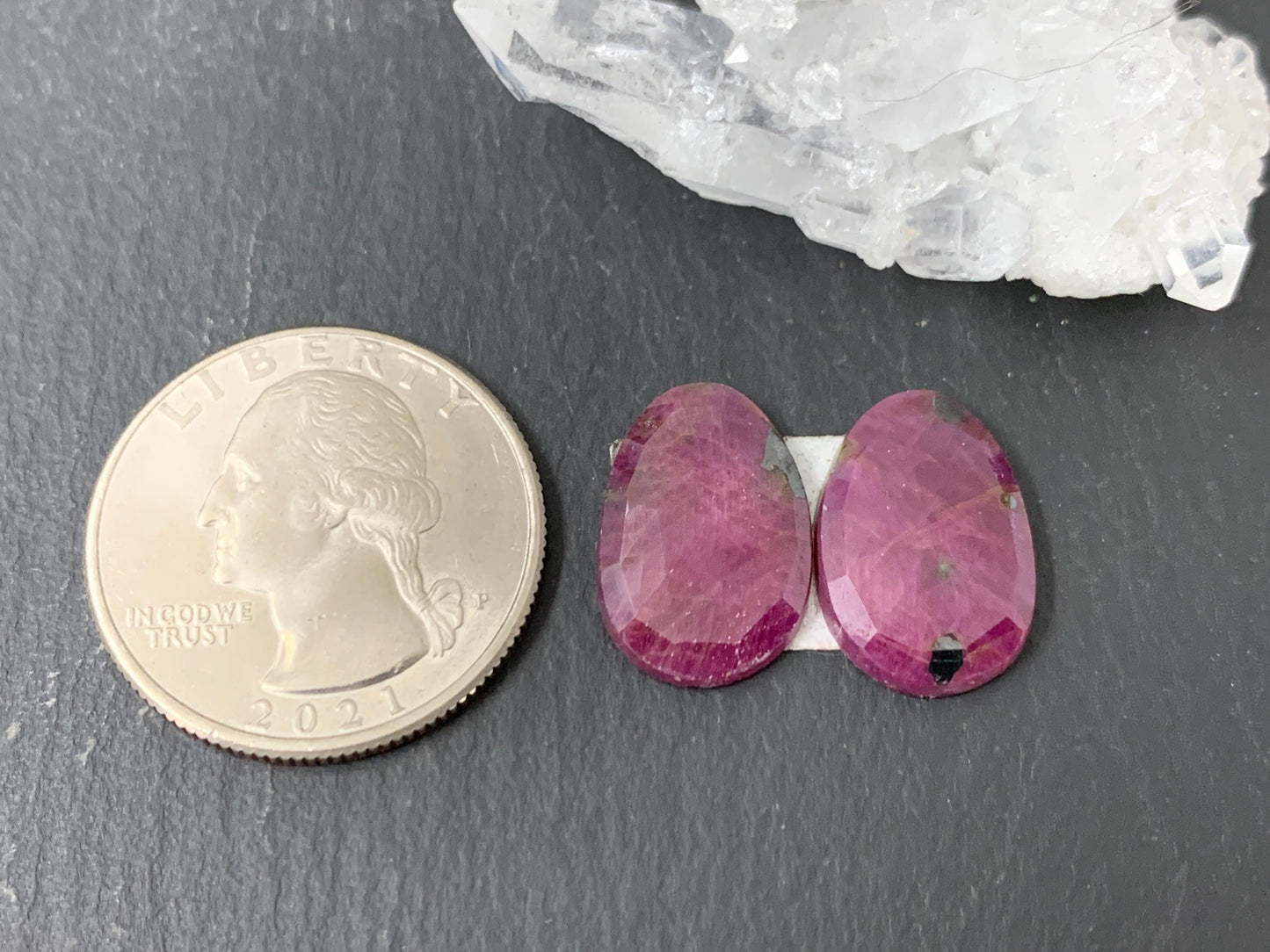 Faceted Ruby pair 10x17x3mm cabochon