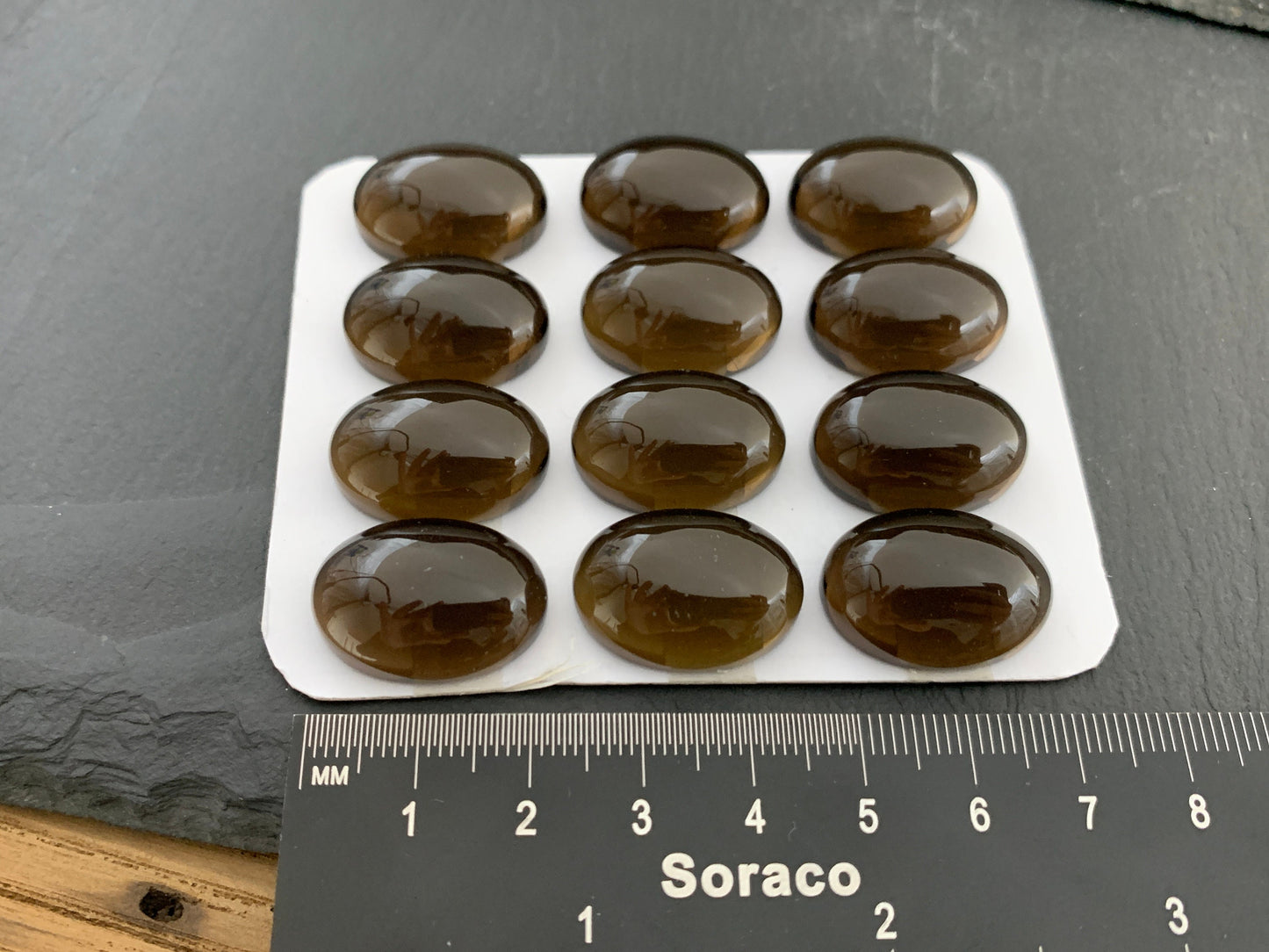 Smokey Quartz oval 16x22mm cabochon - Calibrated cabochons