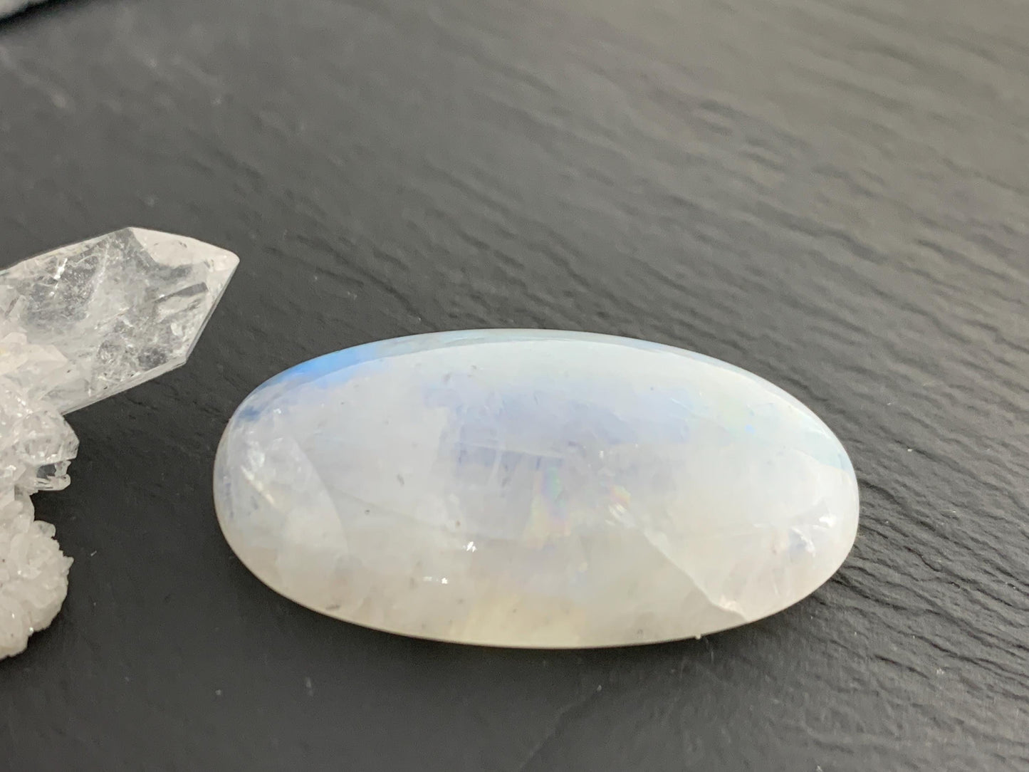 Rainbow Moonstone 39x23x10mm cabochon