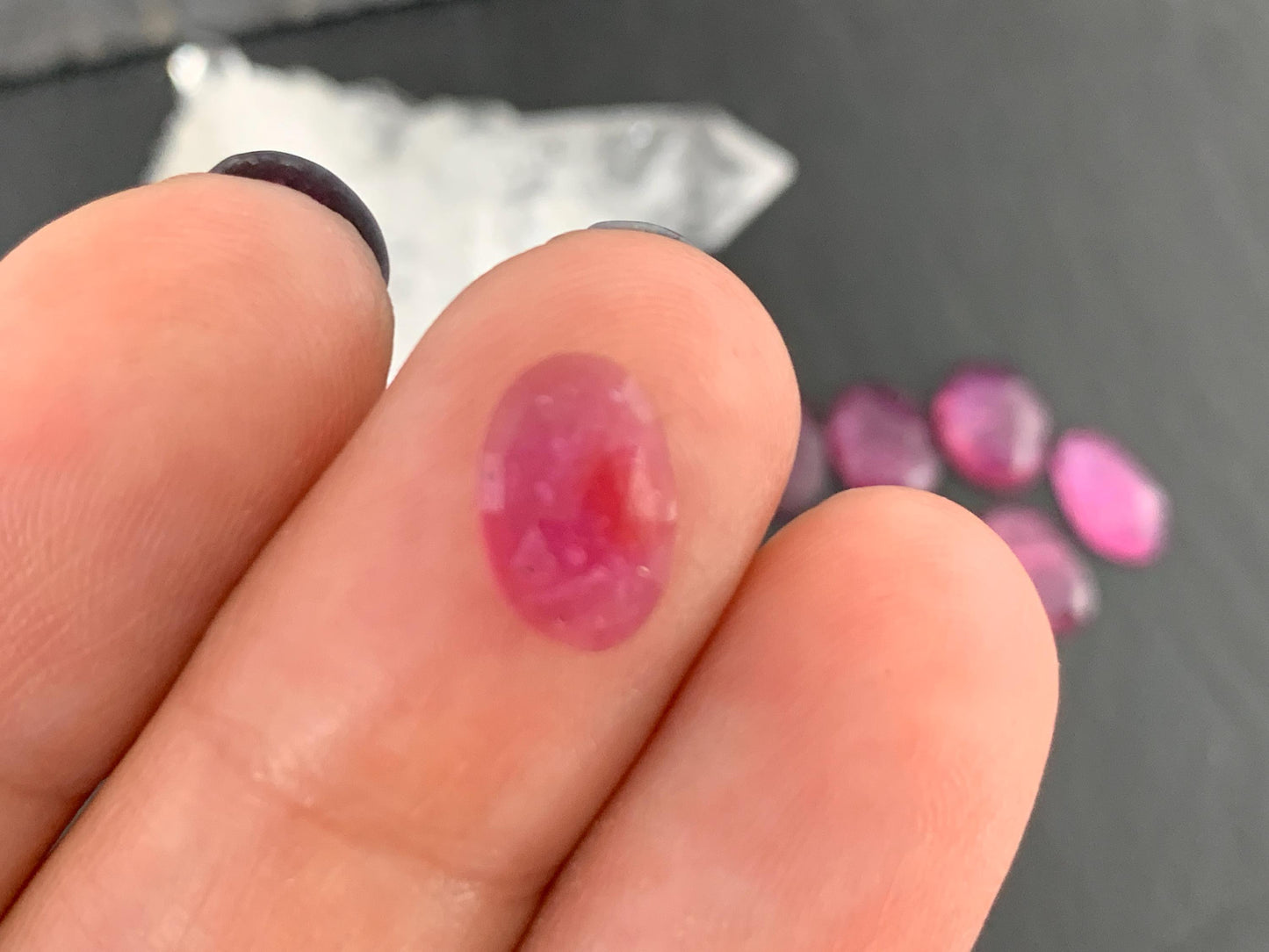 Faceted Sapphire oval 9-10mm long cabochon