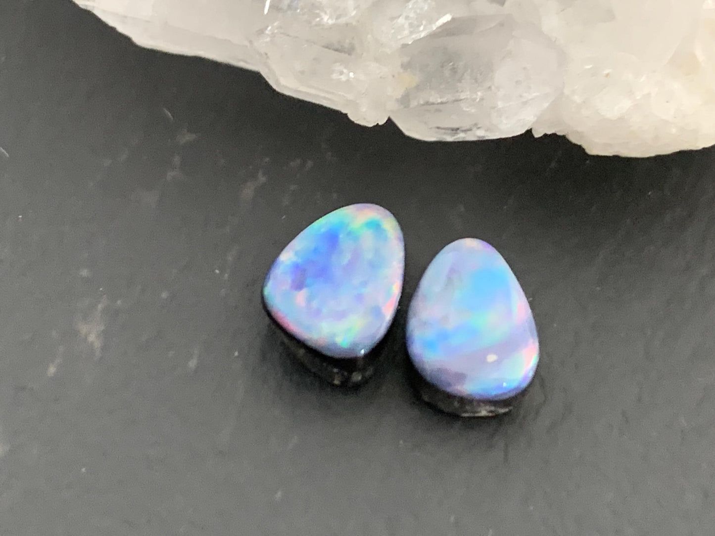 Australian Opal doublet 5x7mm pair of cabochons
