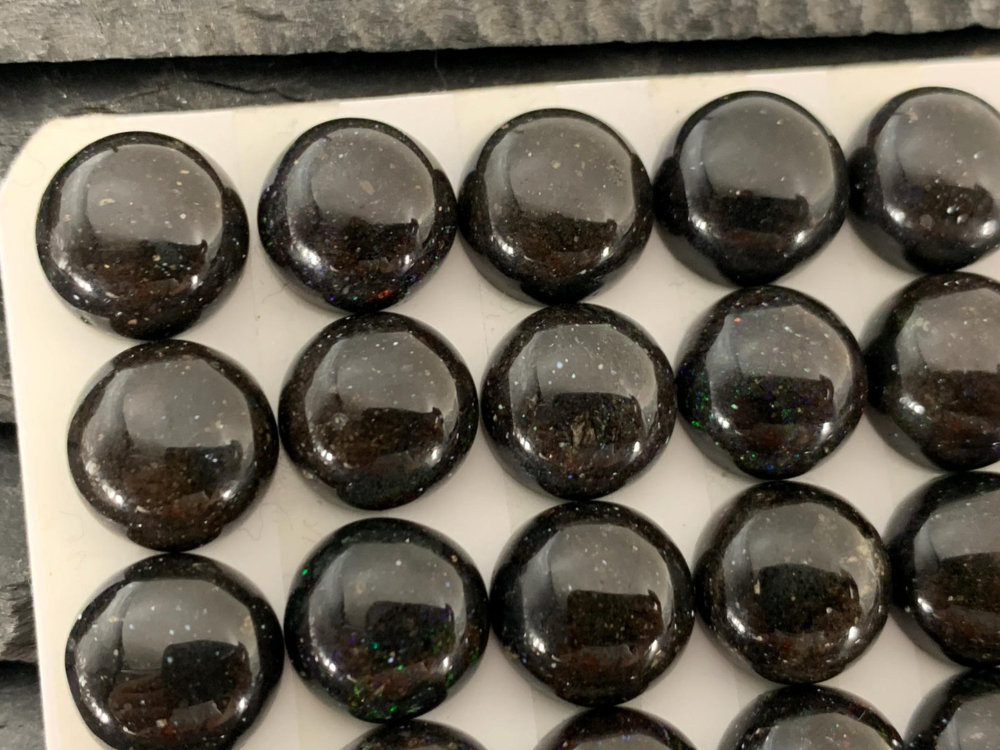 Andamooka Black Opal Cabochon: Round 12mm Matrix Opal