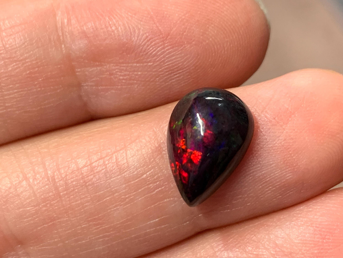 Black Ethiopian Opal pear 9x13x5mm cabochon