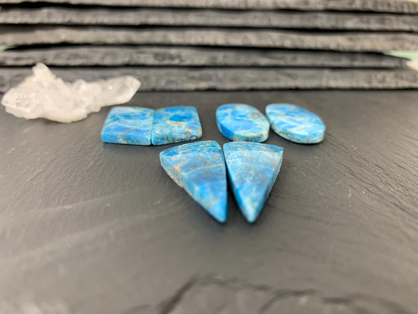 Apatite oval, free form 25-34mm long cabochon - Buy by pair
