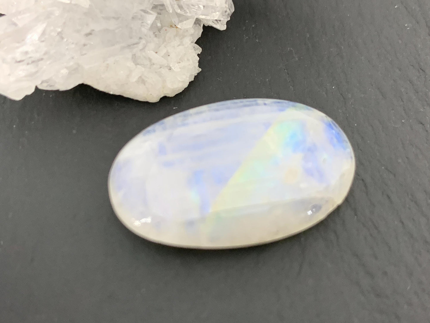 Discounted Rainbow Moonstone 25x16x5mm cabochon