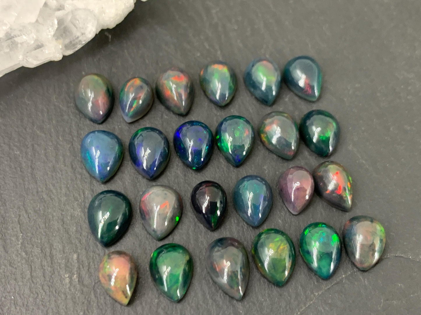 Black Ethiopian Opal 6x8mm cabochon