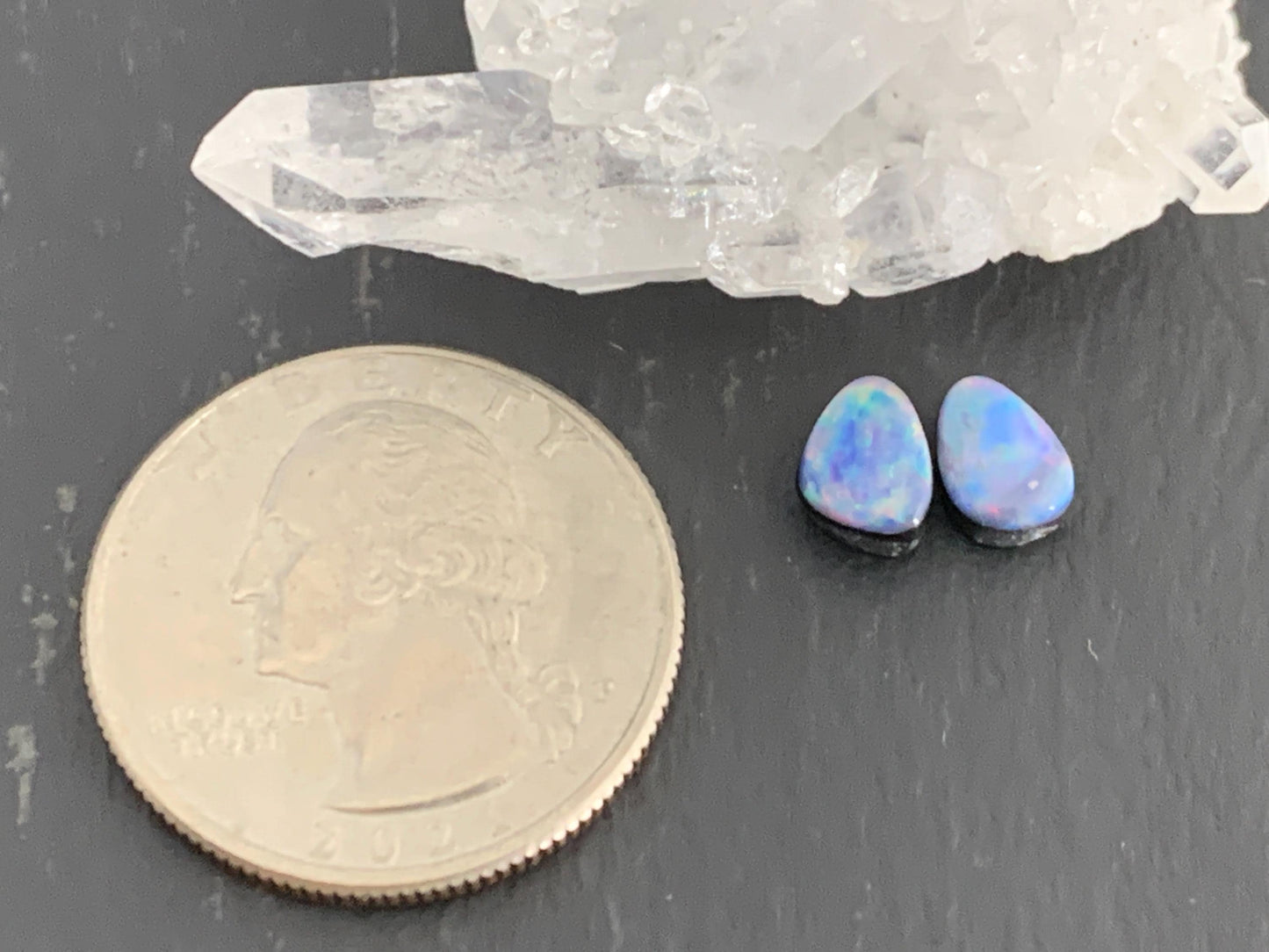 Australian Opal doublet 5x7mm pair of cabochons