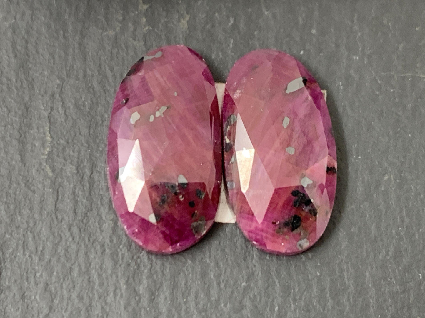 Faceted Ruby pair 9x17x3mm cabochon.