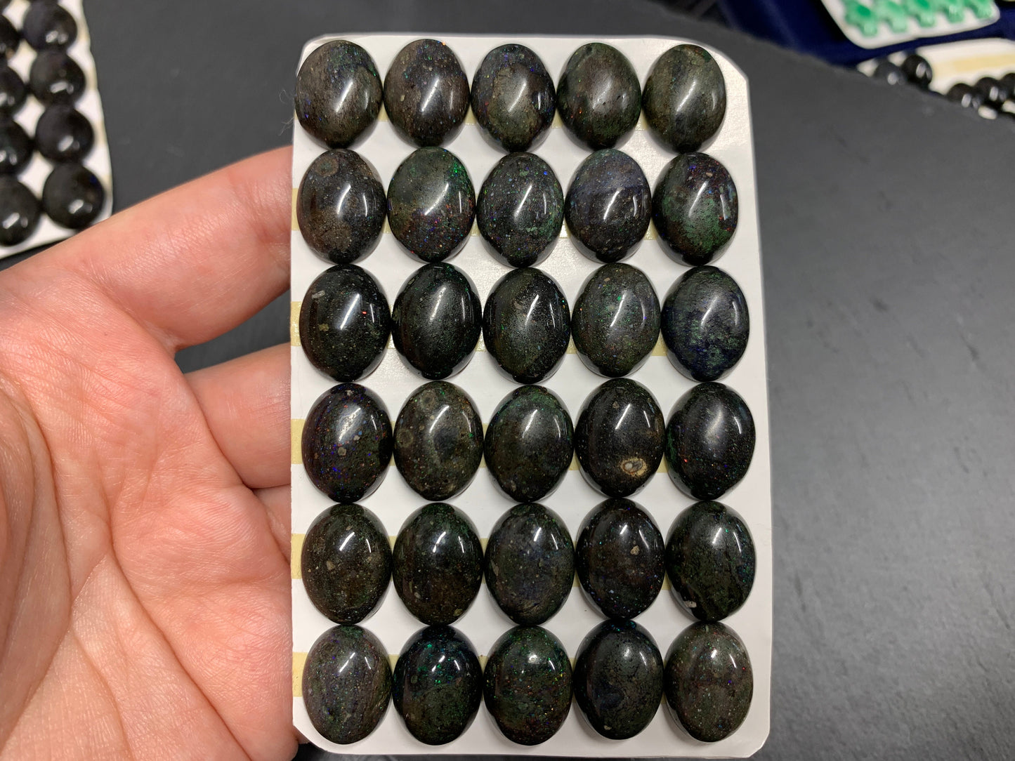 Black Andamooka Opal oval 12x16mm cabochon - Matrix Australian Opal