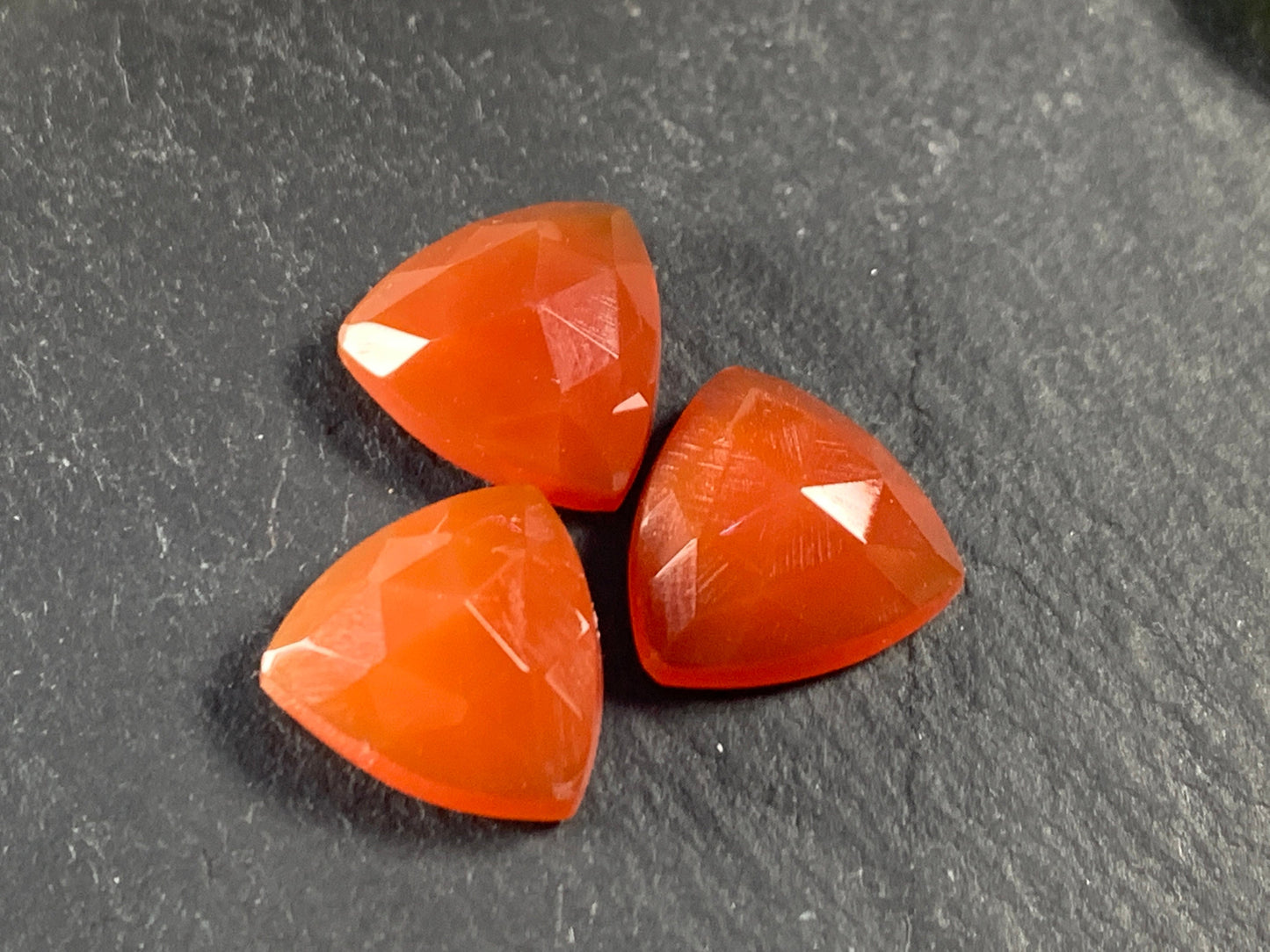 Faceted Onyx triangle 12mm cabochon