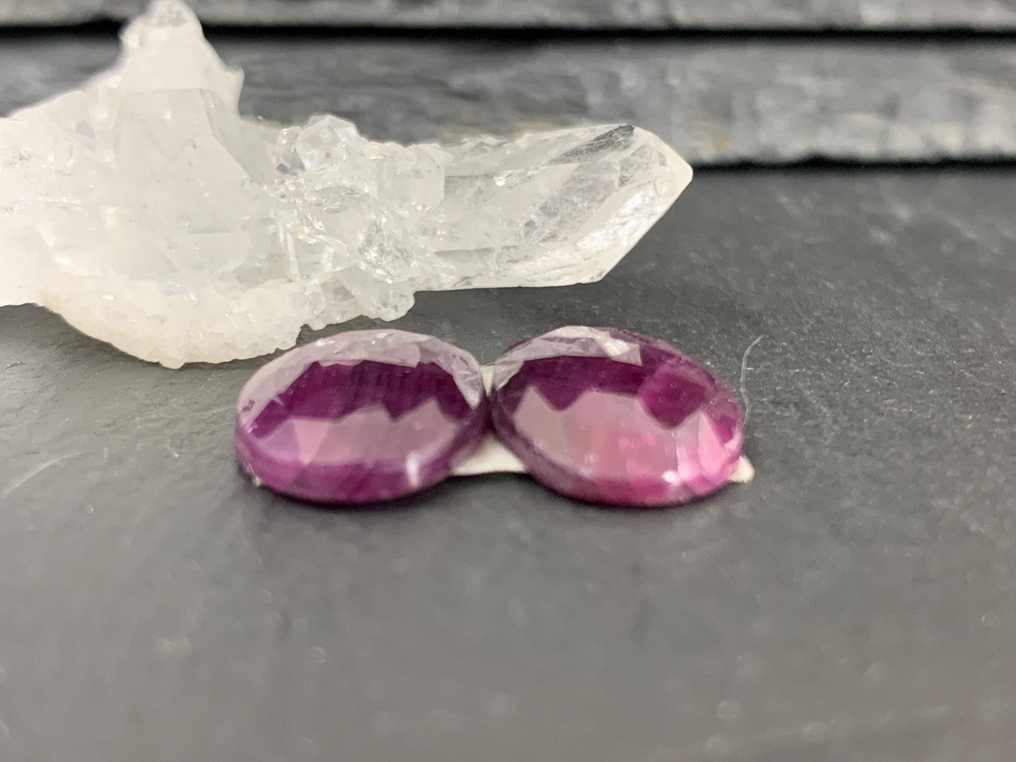 Faceted Ruby pair 10x18x3mm cabochon
