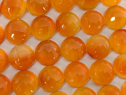 Faceted Carnelian round 8mm Cabochon