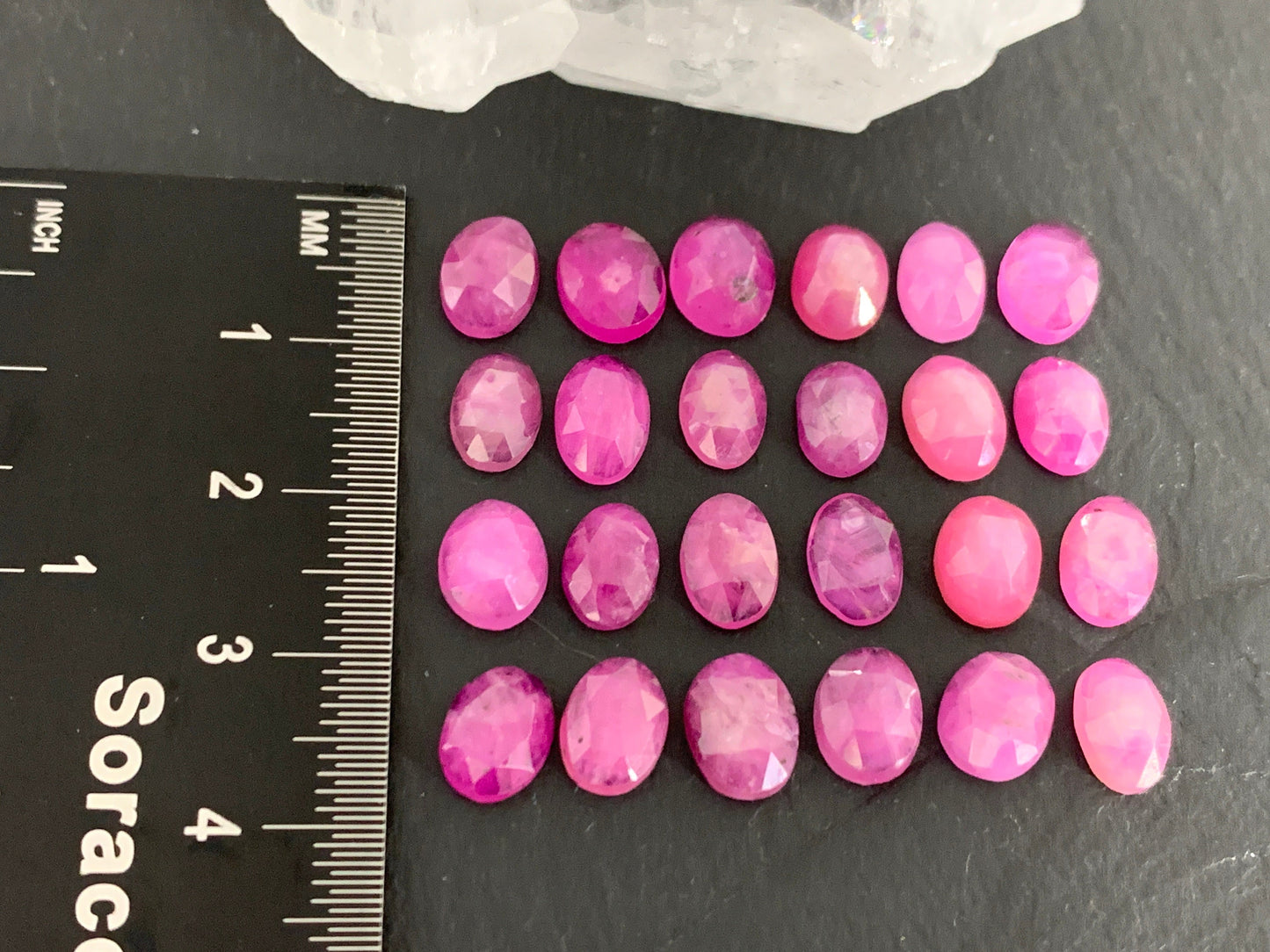 Faceted Pink Sapphire oval 6x8mm cabochon - Light pink